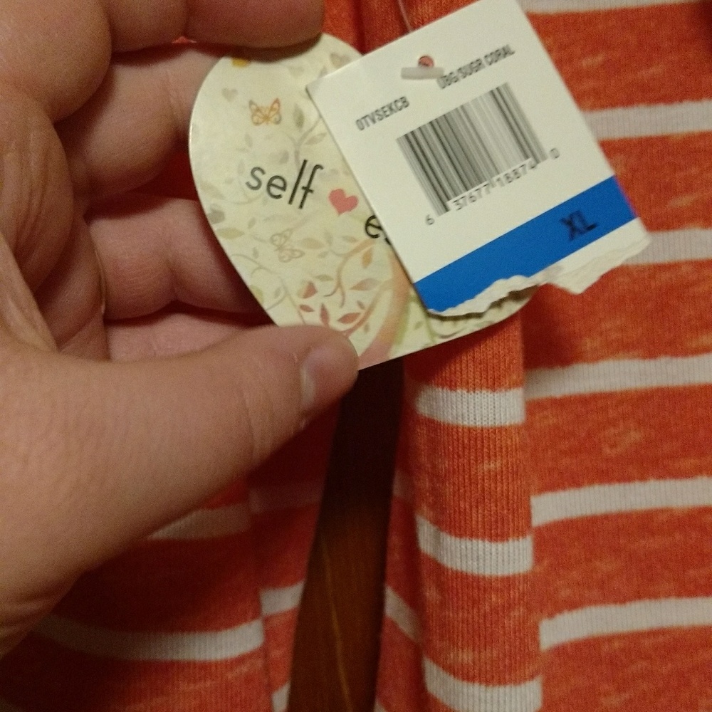 Womens orange and white stripe shirt